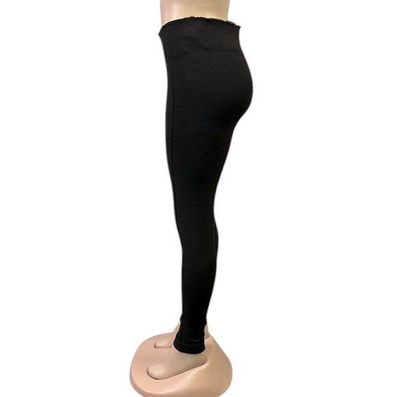 ZARA Thick Black High Waist Ponte Black Leggings Seam Front Womens Small - Picture 3 of 12
